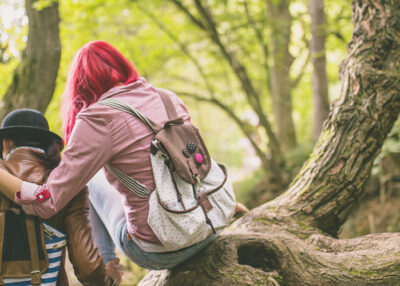 Two friends in the woods