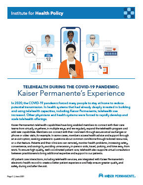 Telehealth during the Covid-19 pandemic: Kaiser Permanente's experience ...