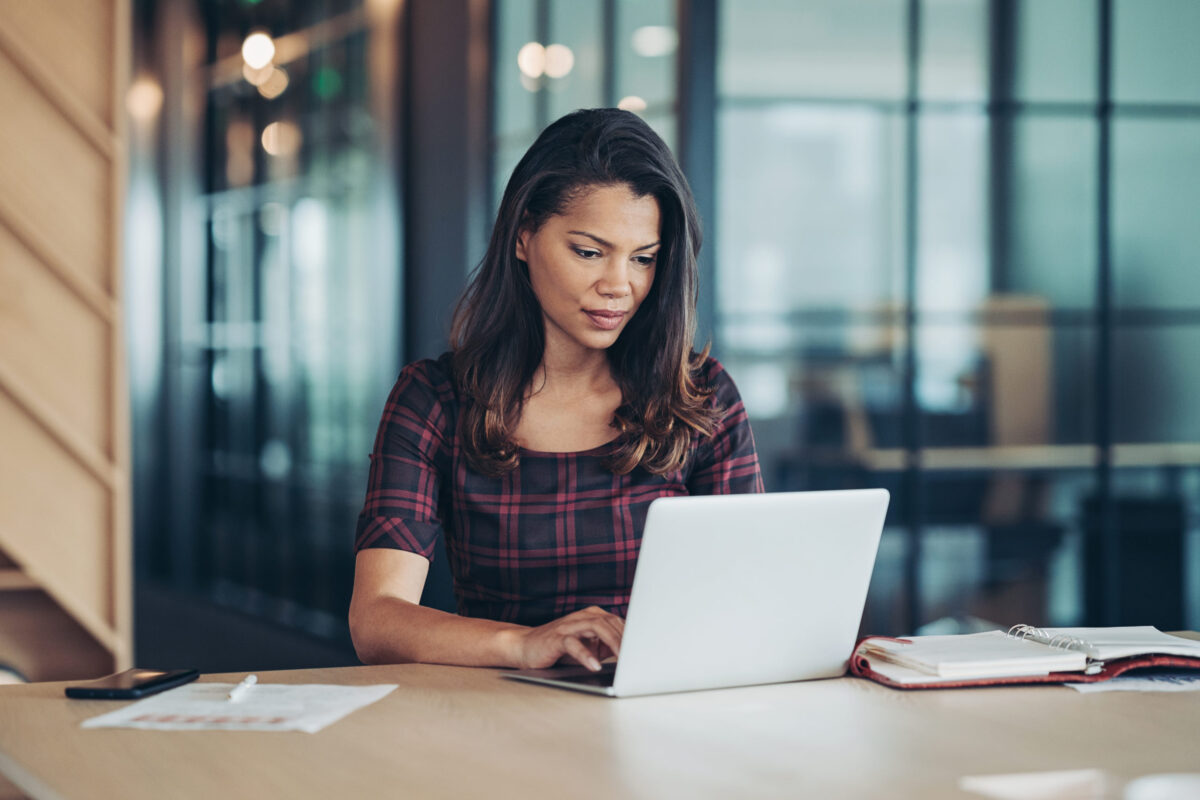 Businesswoman using laptop