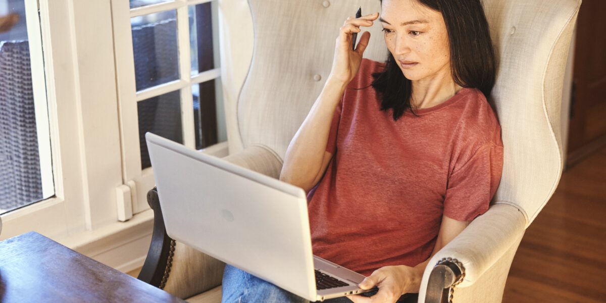 Woman using a laptop computer