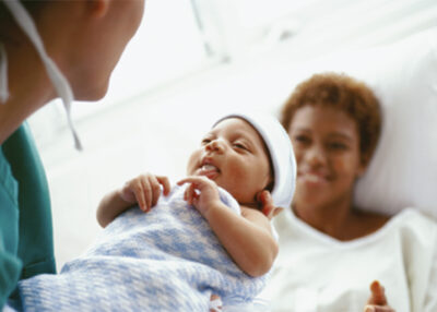 Nurse, baby, and parent